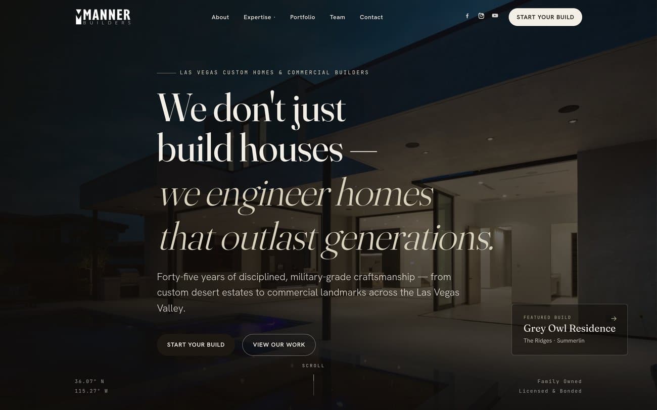 Manner Builders website